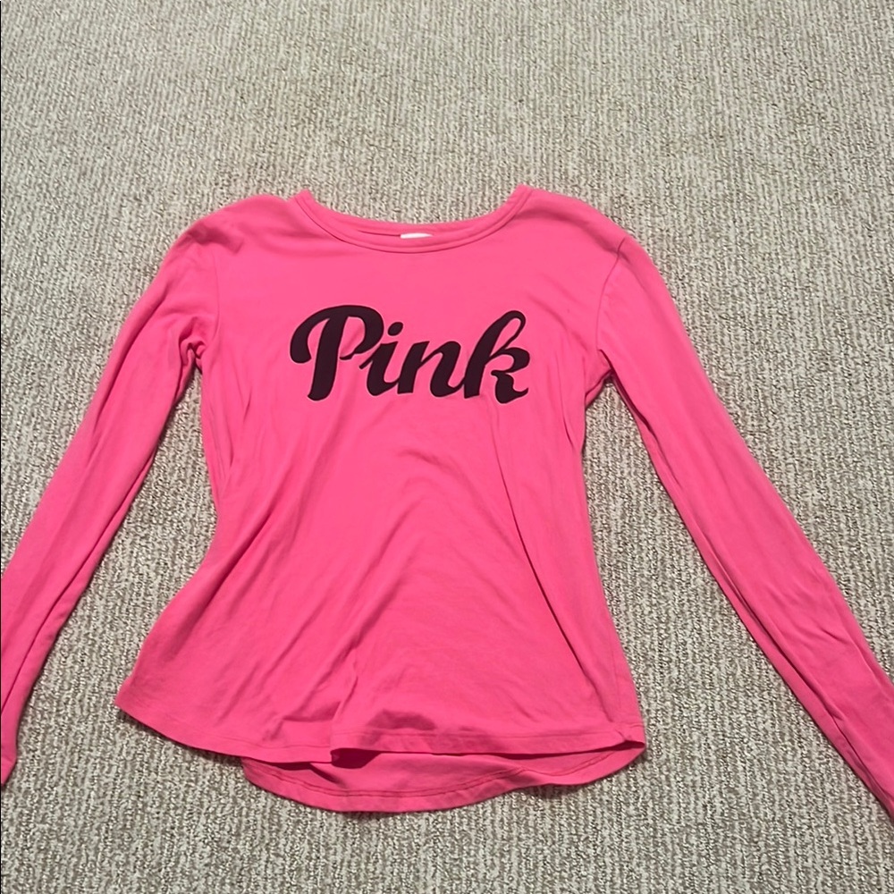 PINK Victoria's Secret Fitted Long Sleeve Tee in Pink